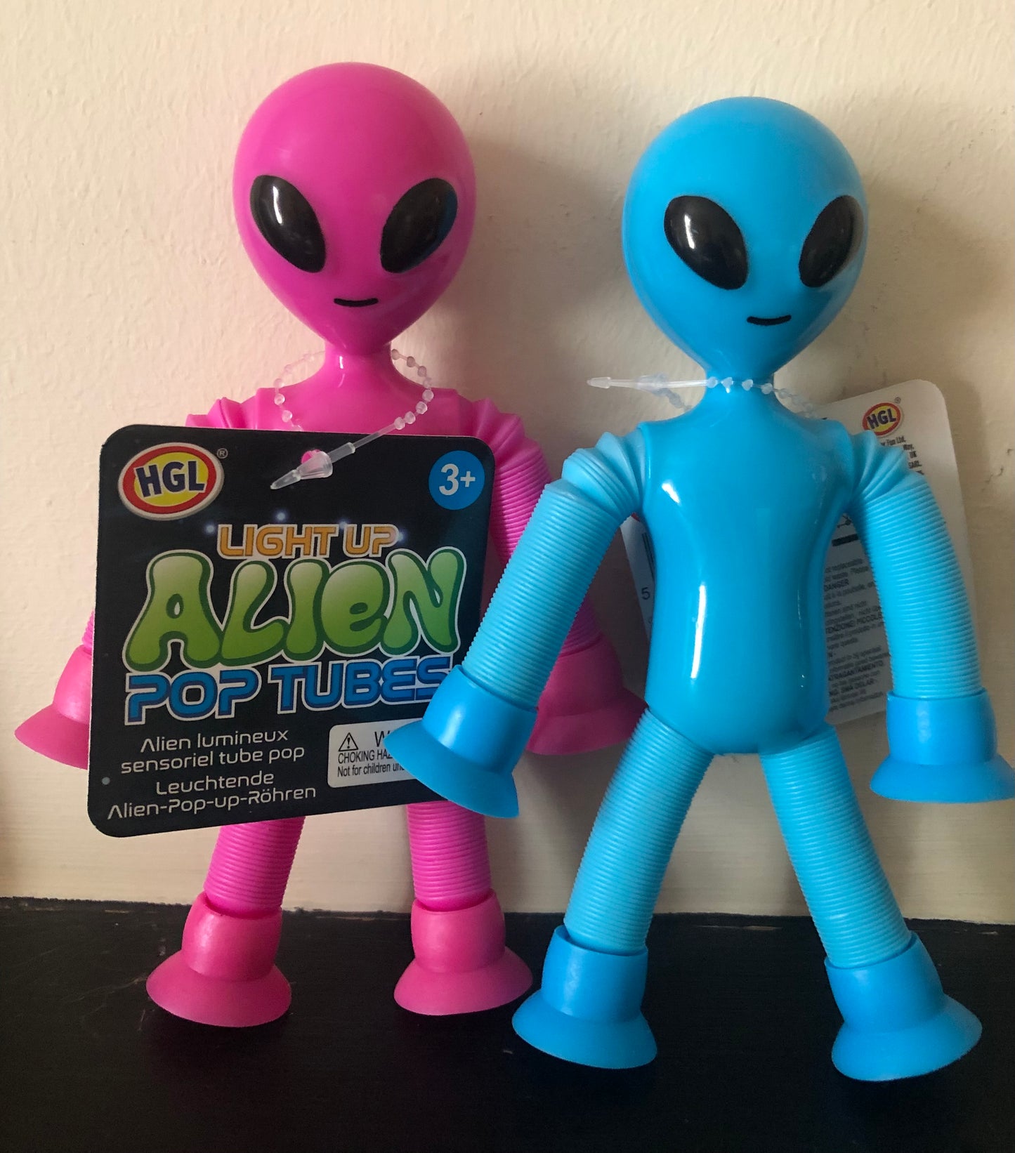 set of 2 x large light up flashing alien pop tubes