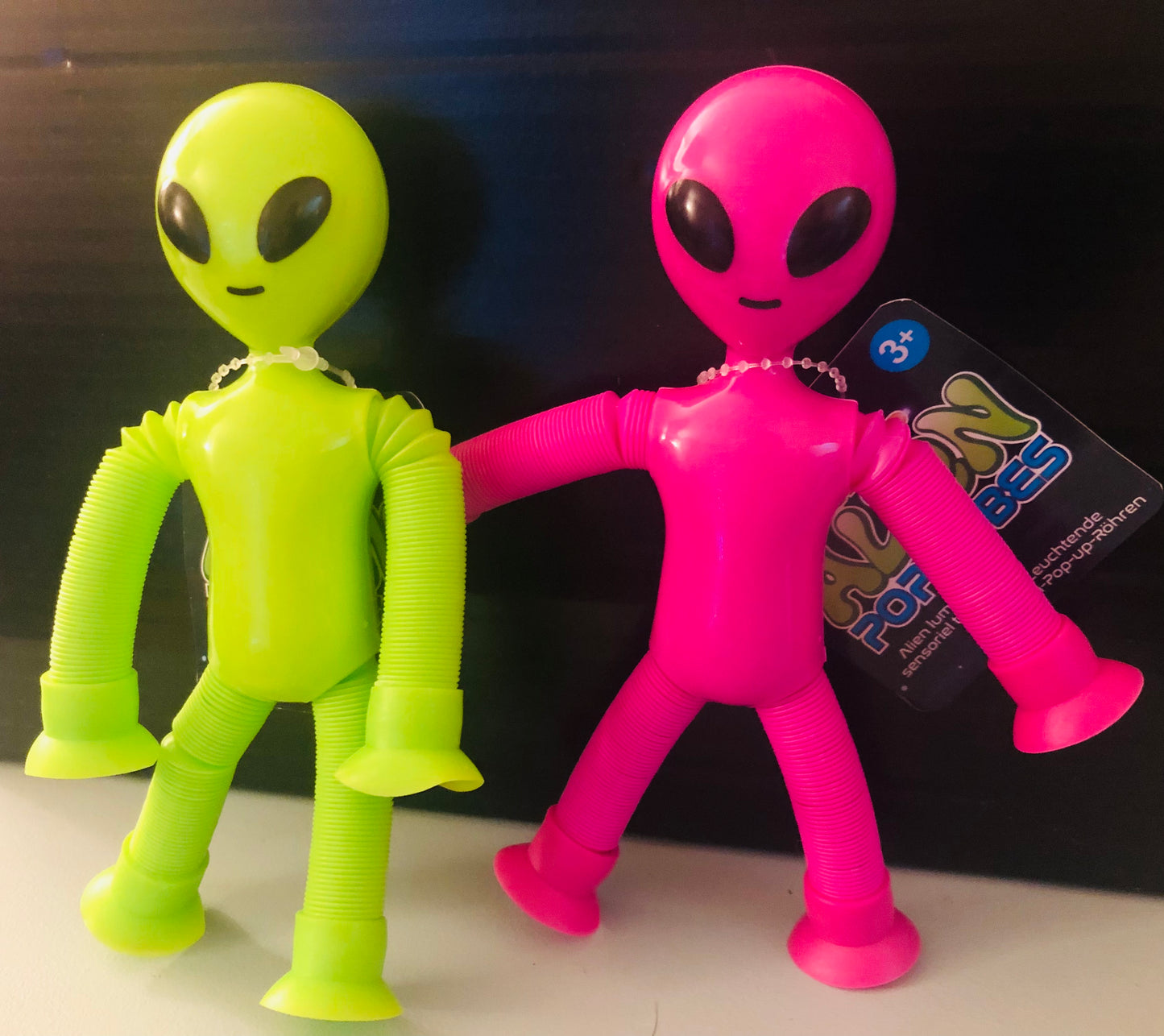 set of 2 x large light up flashing alien pop tubes