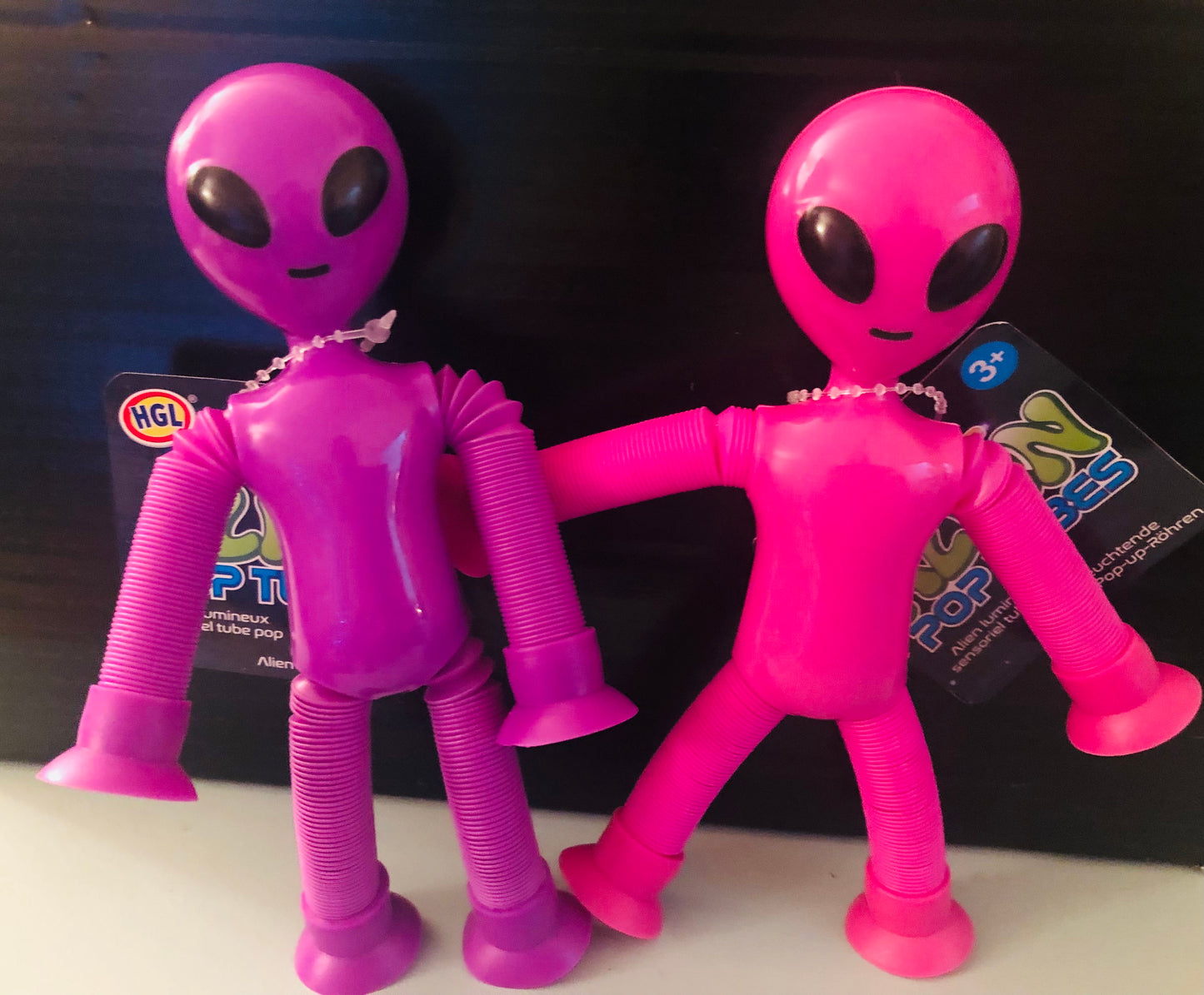 set of 2 x large light up flashing alien pop tubes