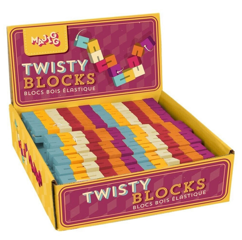 set of 2 x wooden pastel twist and lock blocks