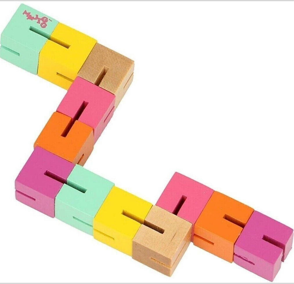 set of 2 x wooden pastel twist and lock blocks