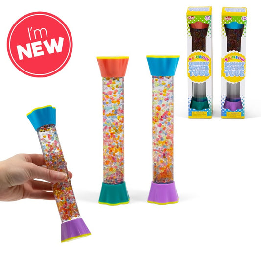 Sensory rainbow liquid motion water beads tube