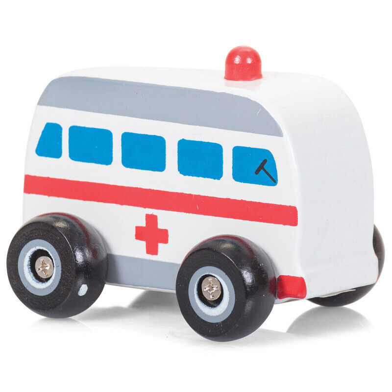 Set of 4 Wooden Wheels Toy Vehicles