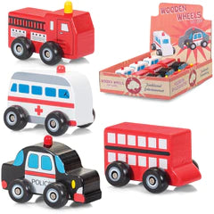 Set of 4 Wooden Wheels Toy Vehicles