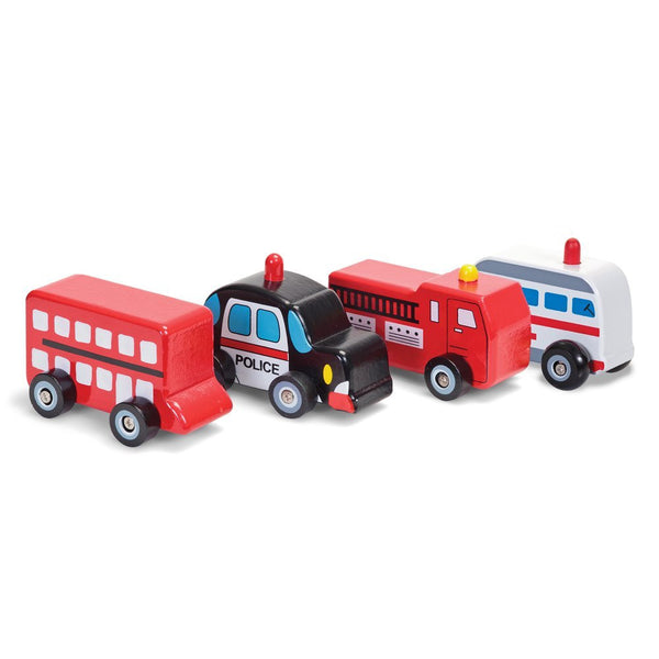 Set of 4 Wooden Wheels Toy Vehicles